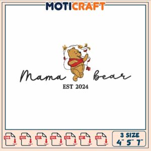 Pooh bear embroidery, pooh cartoon character​ ​embroidery