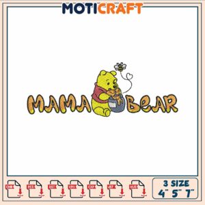 Pooh bear bee embroidery, winnie pooh cartoon​​ ​embroidery