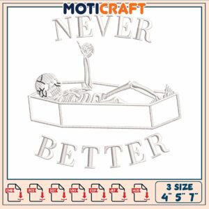Never better skele embroidery, bone for drawing​​ embroidery