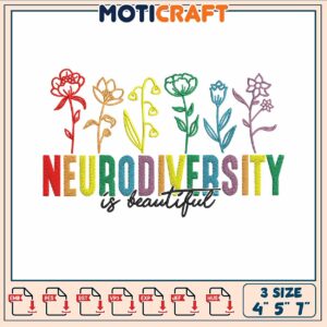 Neurodiversity flowers embroidery, neurodiversity definition​ embroidery