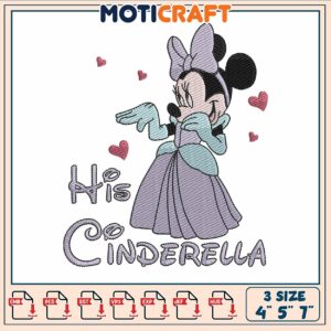 Minnie his cinderella embroidery, minnie mouse cartoons​​​​ embroidery