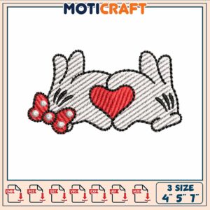 Minnie hand love embroidery, minnie mouse hands​​​ embroidery