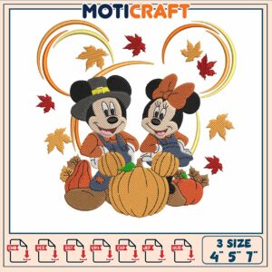 Mickey mouse pumpkin embroidery