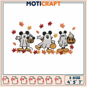 Mickey mouse ghost embroidery