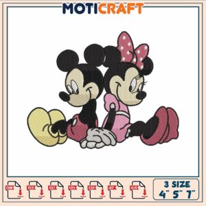 Mickey minnie couple embroidery, minnie and mickey mouse​​ embroidery