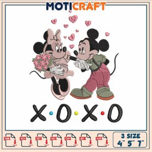 Mickey couple xoxo embroidery, mickey mouse clubhouse​​ embroidery