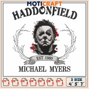 Michael myers est 1980 embroidery, michael myers mask​ ​embroidery