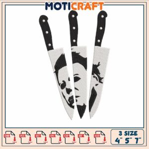 Michael myer three knife embroidery, michael myers movie​​​ ​embroidery