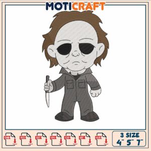 Michael myer chibi embroidery, michael myers face​​​​​ ​embroidery