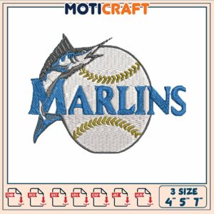 Marlin symbols embroidery, florida marlins logo​ embroidery