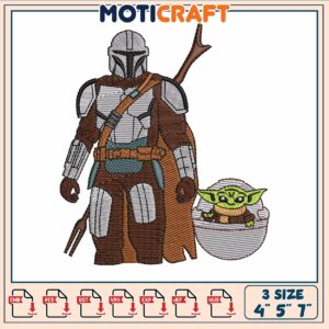 Mandy with yodda embroidery, grogu star wars​ embroidery