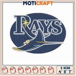 Logo tampa bay rays embroidery, tampa baseball​ embroidery