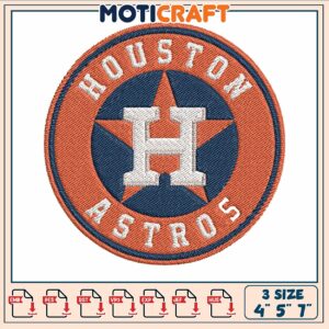 Logo houston astros embroidery, houston astro baseball​​ embroidery
