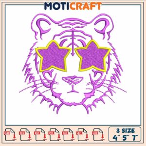 Lion star glasses embroidery, lion cartoon drawing​ embroidery