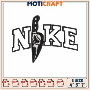 Knife nike logo art embroidery, horror knife​ ​embroidery