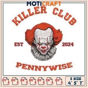 Killer pennywise embroidery, pennywise costume​​​​ ​embroidery
