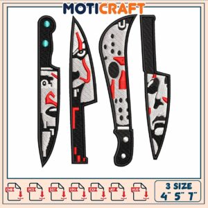 Knife four killer embroidery, horror knife set​​ ​embroidery