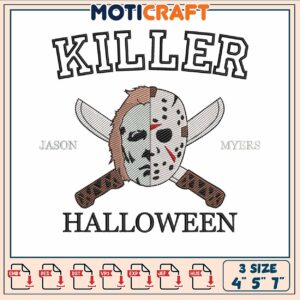 Killer halloween friends embroidery, jason killer movies​ ​embroidery