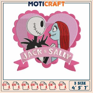Jack love sally valetine embroidery, jack skellington costume​ embroidery