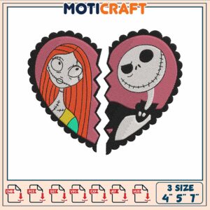 Jack and sally valetine embroidery, sally jack​​​ embroidery