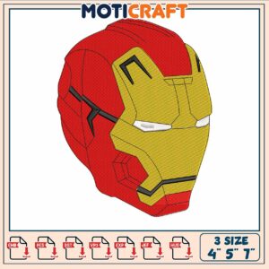 Iron man head design embroidery, iron man movies​ embroidery