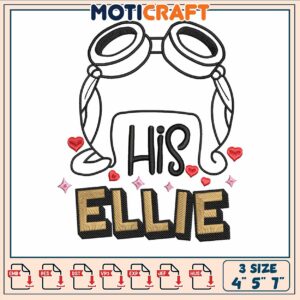 His ellie design embroidery, disney up ellie​ embroidery
