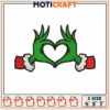 Hand heart embroidery, grinch heart growing​​ embroidery