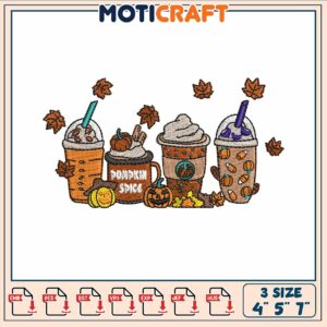 Halloween ice cream embroidery, halloween cups​​​ ​embroidery