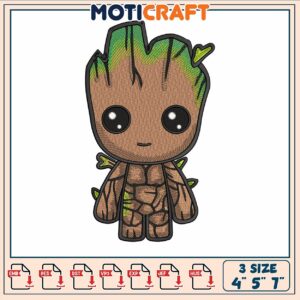 Groot chibi cute embroidery, groot clip art​​ embroidery
