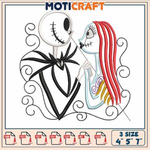 Halloween couple sketch embroidery, sketches of halloween​ ​embroidery