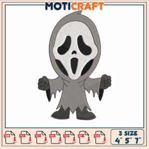 Ghost costume chibi embroidery, halloween ghost clipart​​​ ​embroidery