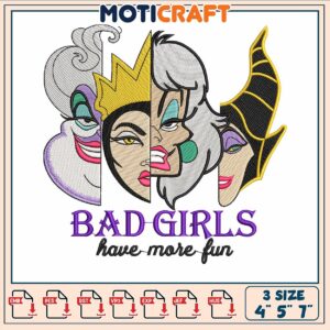 Four bad girls embroidery, disney villian​​​ ​embroidery