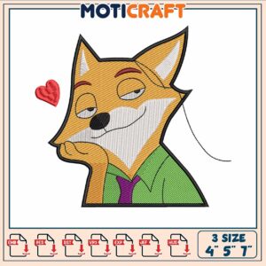 Finnick love design embroidery, finnick cartoon​ embroidery