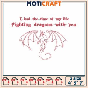 Fighting dragon embroidery, dragon in fourth wing​​​ embroidery