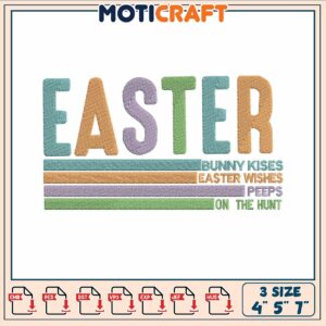 Easter cartoon colour embroidery, cartoon easter bunnies​ ​embroidery