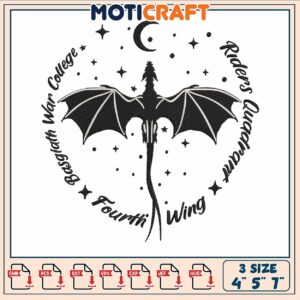 Dragon star moon embroidery, fourth wing dragon types​ embroidery