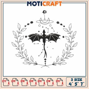 Dragon star sky embroidery, fourth wing violets dragon​ embroidery