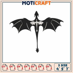 Dragon black white embroidery, fourth wing book 2​ embroidery