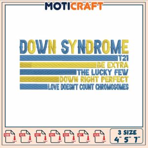 Down syndrome embroidery, down syndrome barbie​​ embroidery