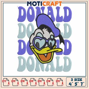 Donald duck disney love embroidery, cartoon donald duck​​ embroidery