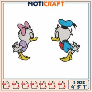 Donald daisy kiss embroidery, donald duck cartoon​​​ embroidery