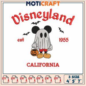 Disneyland est red embroidery, mickey mouse drawing​​​ ​embroidery