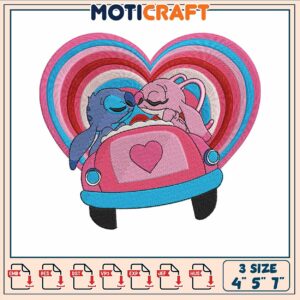 Disney stitch valetine embroidery, cartoon stitch​​ embroidery