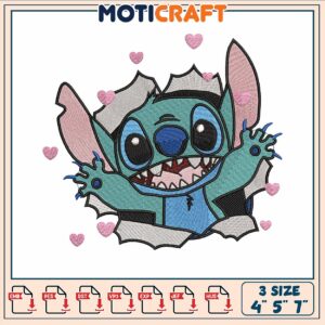 Disney stitch love embroidery, stitch cartoonn​ embroidery