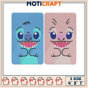 Disney stitch and angel embroidery, angel and stitch embroidery