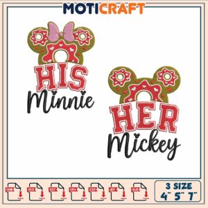 Disney mickey couple embroidery, mickey mouse characters​​ embroidery