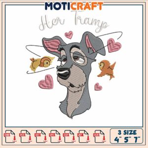 Disney her tramp design embroidery, tramp dog​ embroidery