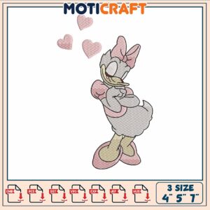 Daisy duck fall in love embroidery, daisy duck disney world​ embroidery
