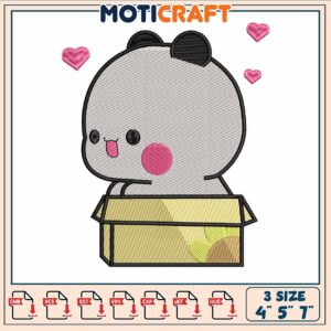 Cute chibi bear design embroidery, bubu dudu​​ embroidery