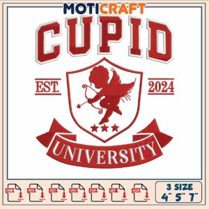 Cupid university est embroidery, love in design​ embroidery